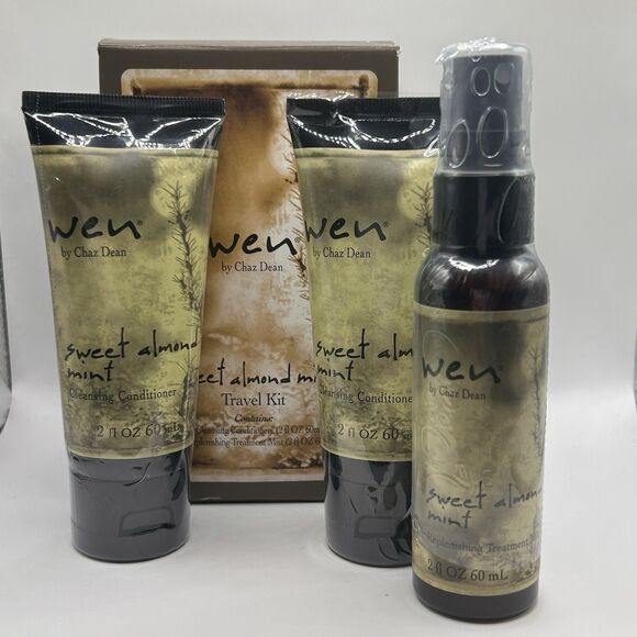 Wen By Chaz Dean Sweet Almond Mint Travel Kit Set Of 3 Sealed Conditioner + Mist - Picture 1 of 4